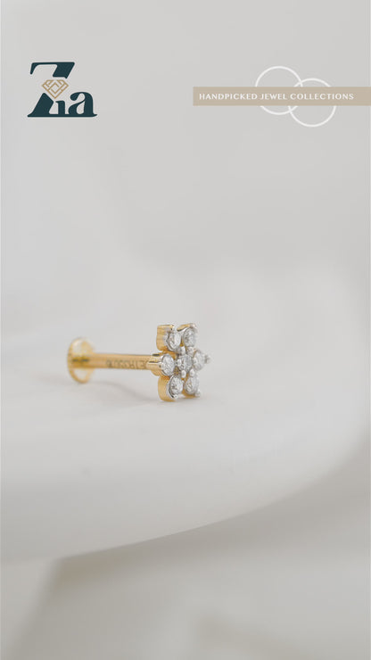 18KT Gold Nose Pin (Earstud) - SKU#NP18KTZD069