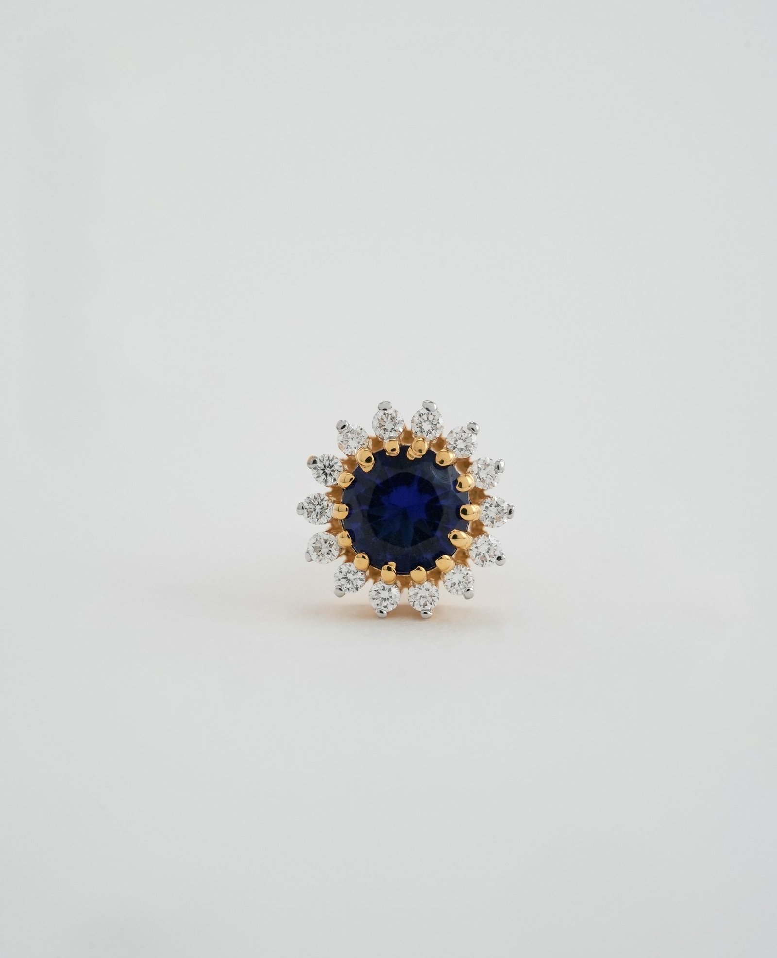 18KT Diamond Earrings with Blue Stone - 024