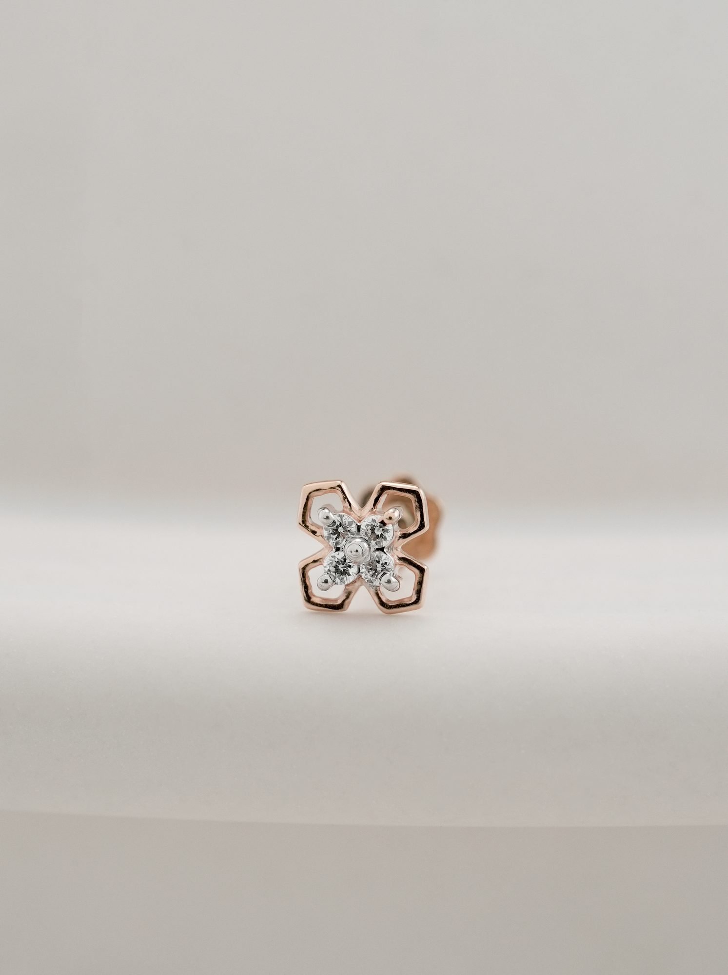 Yellow Gold Diamond Nose Pin