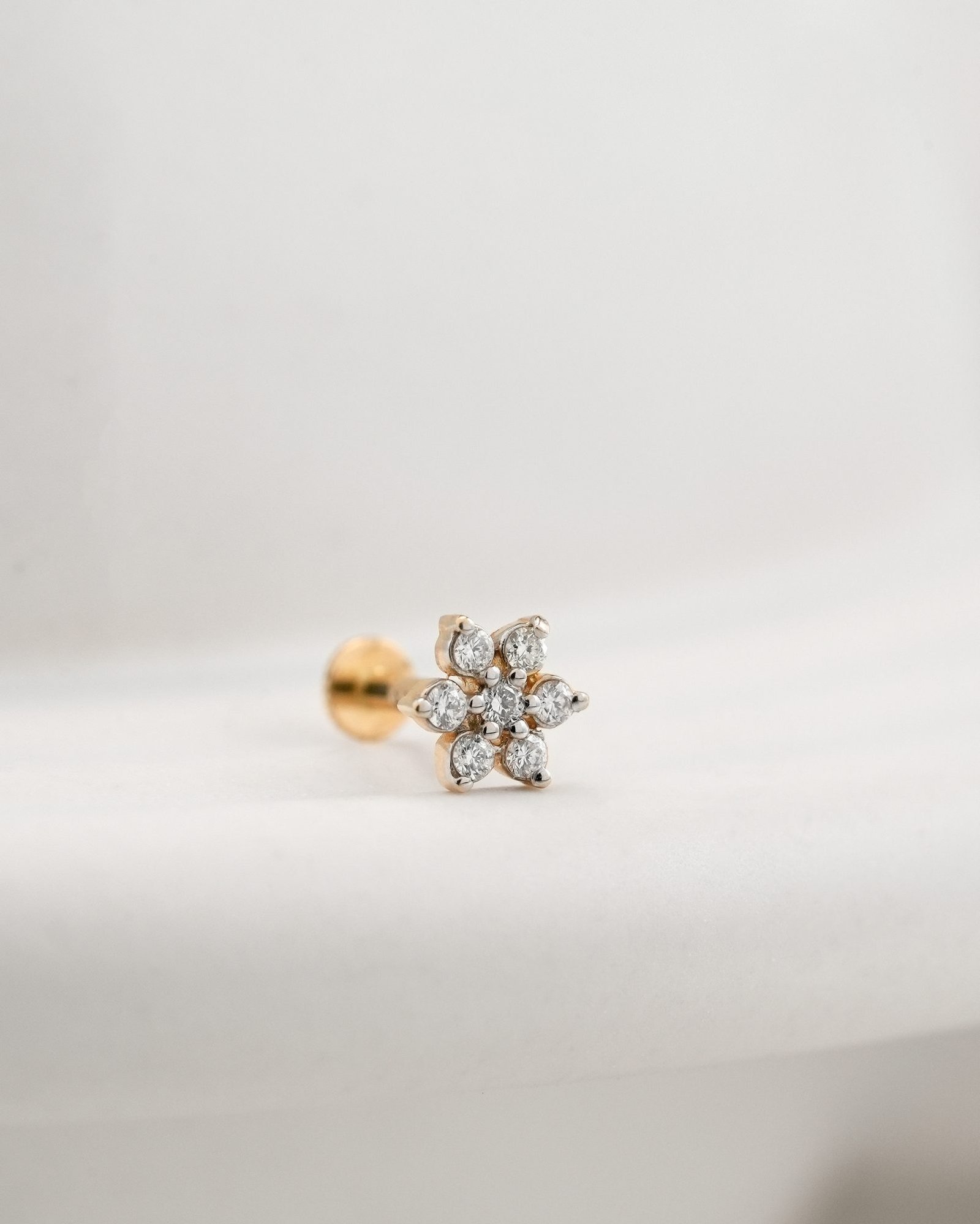 Yellow Gold Diamond Nose Pin