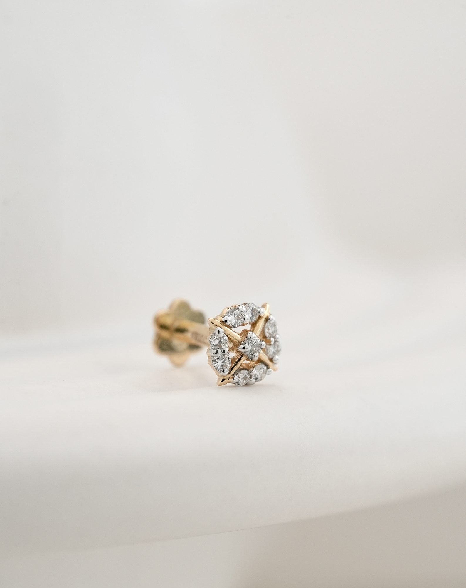 Yellow Gold Diamond Nose Pin