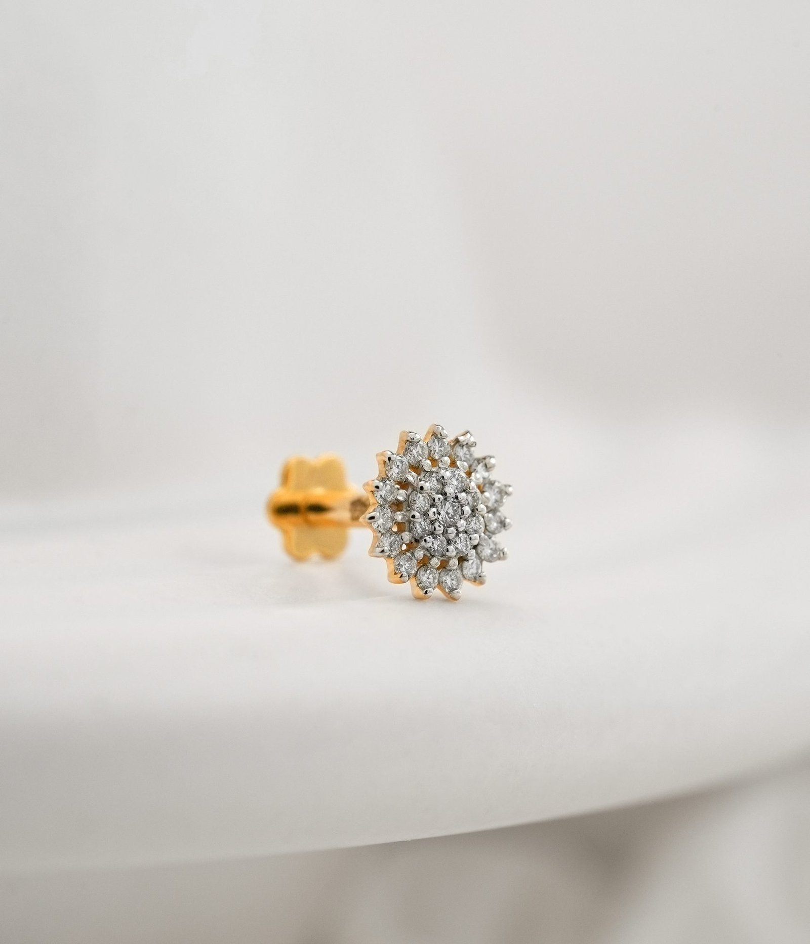 Yellow Gold Diamond Nose Pin