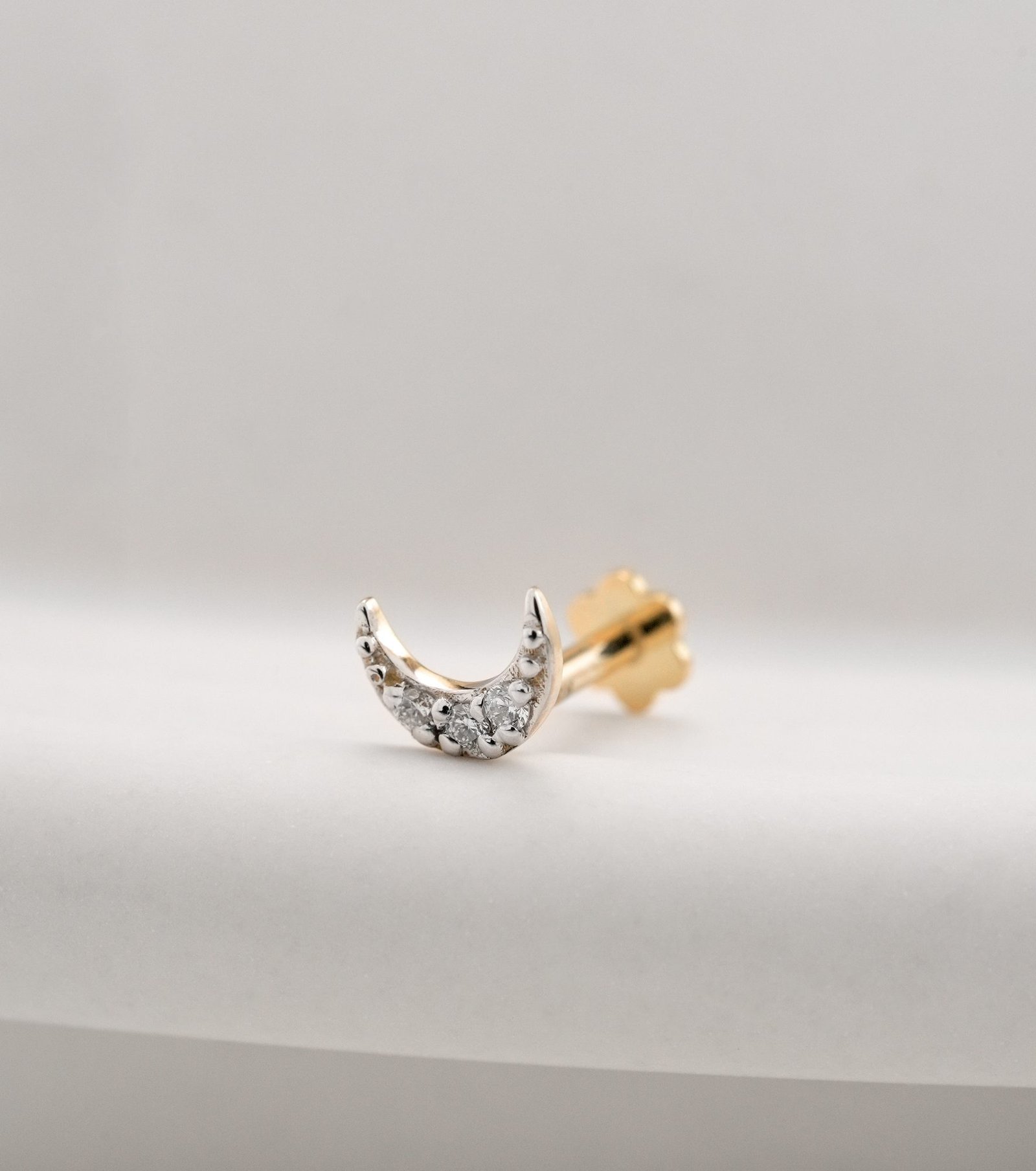 Yellow Gold Diamond Nose Pin