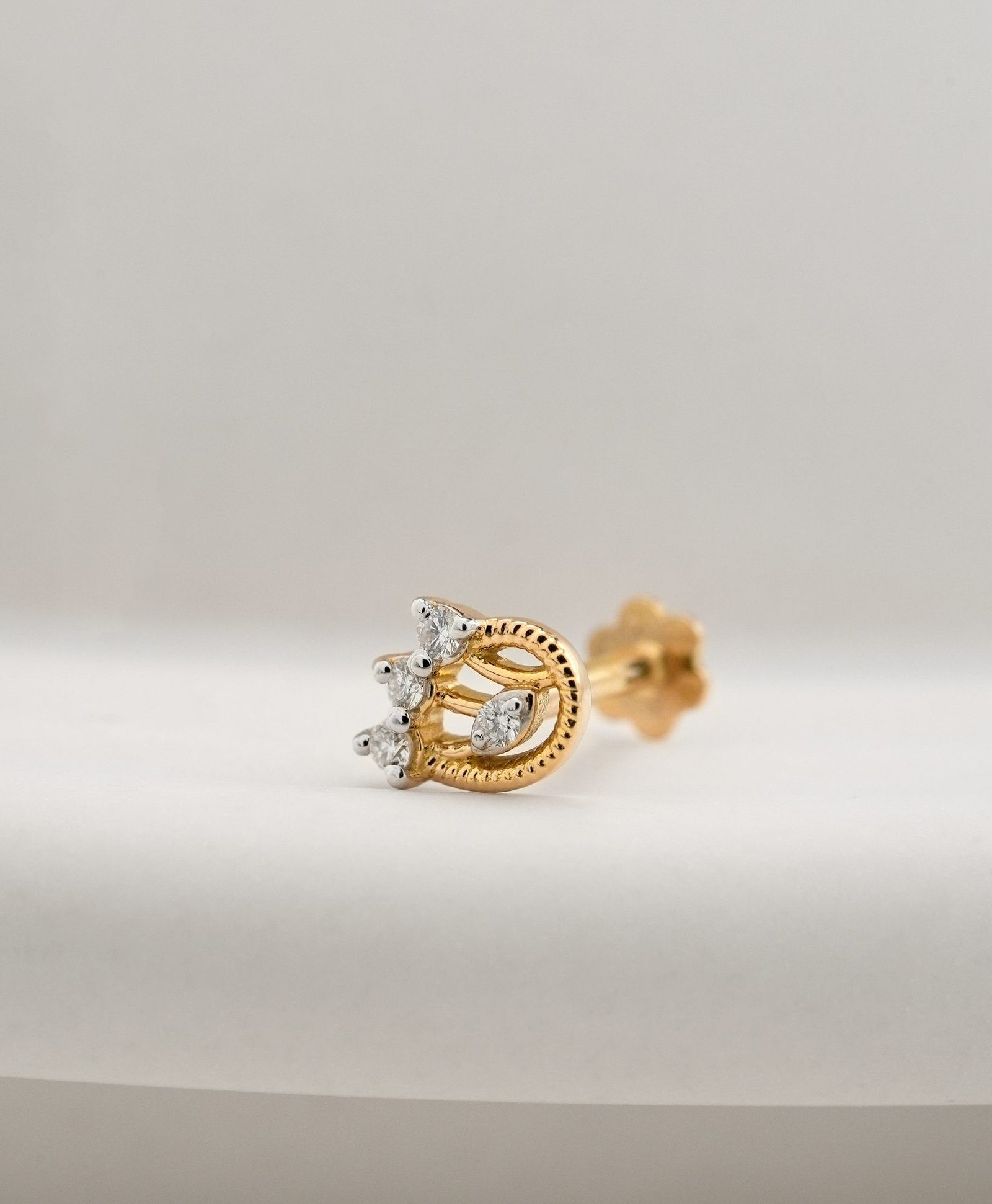 Yellow Gold Diamond Nose Pin