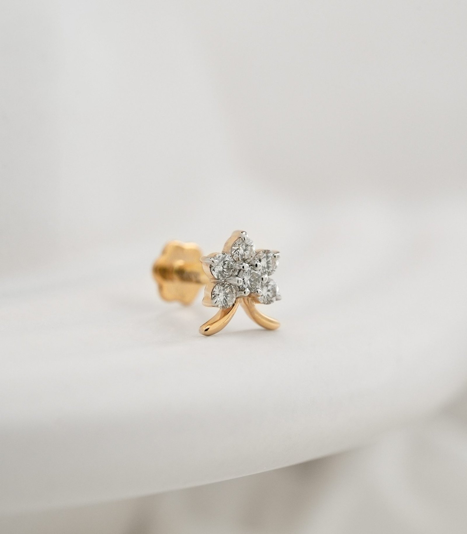 Yellow Gold Diamond Nose Pin